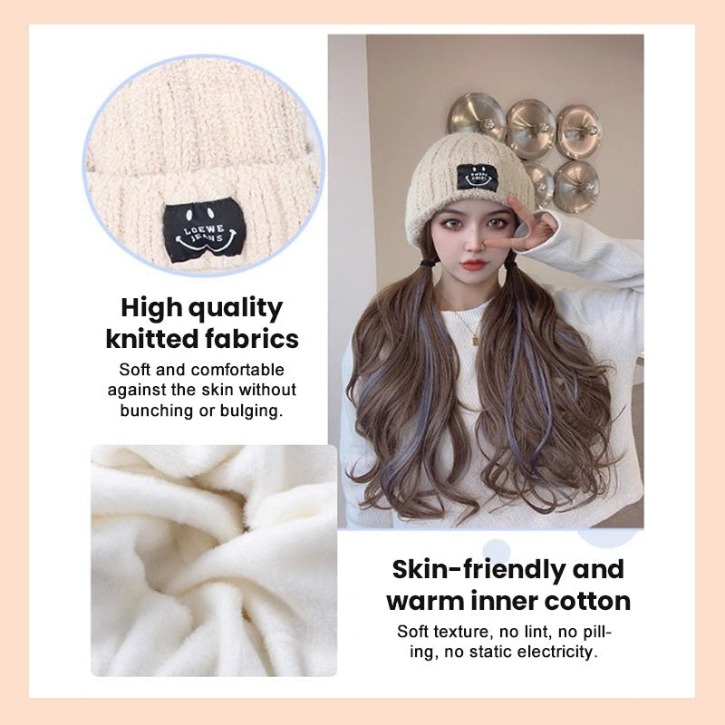 Wig With Removable Knitted Hood