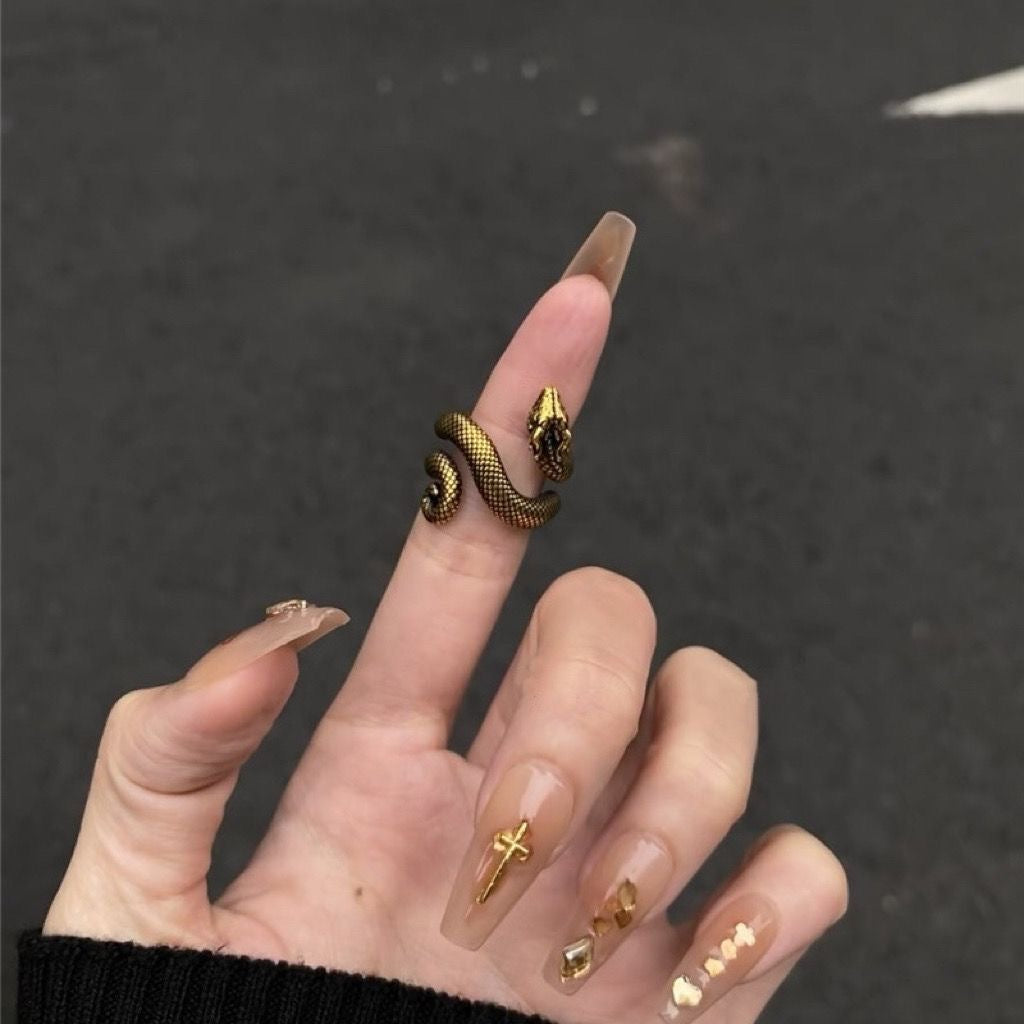 Dark Punk Gold Snake Open Ring — A Symbol of Power and Rebellion 🐍