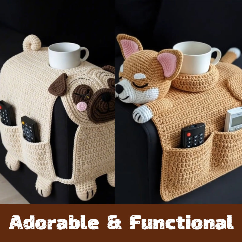 🐶 Warm Companion Atmosphere—Handmade Crochet Dog Sofa Storage Bag