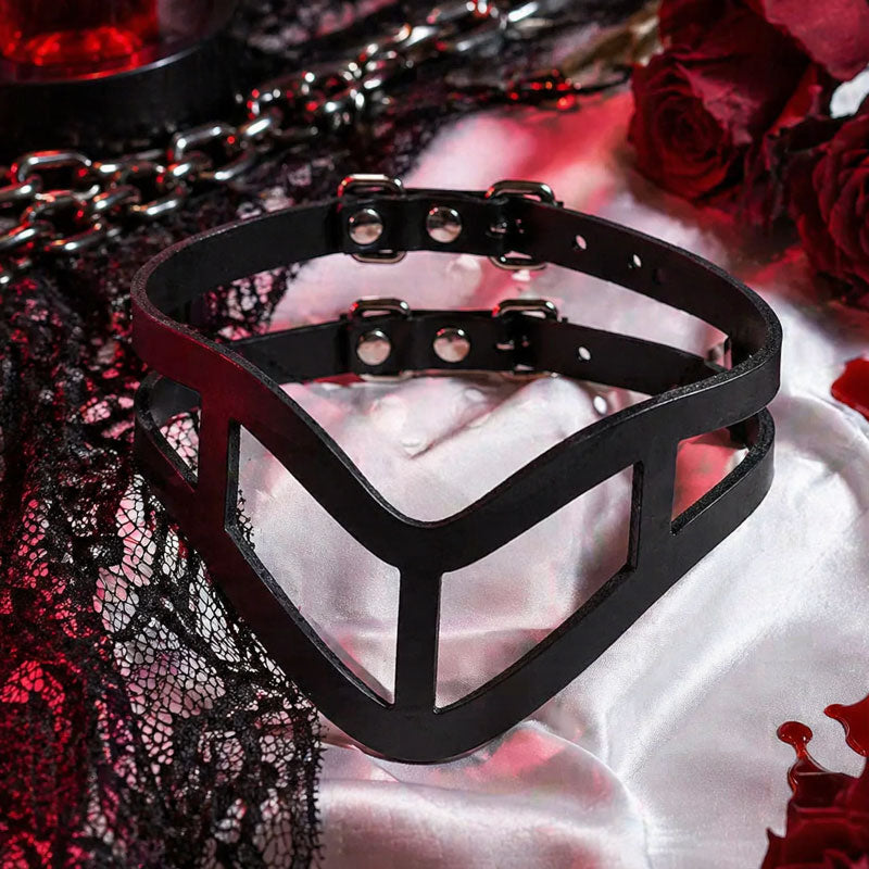 Sculptural V-Frame Double Strap Choker