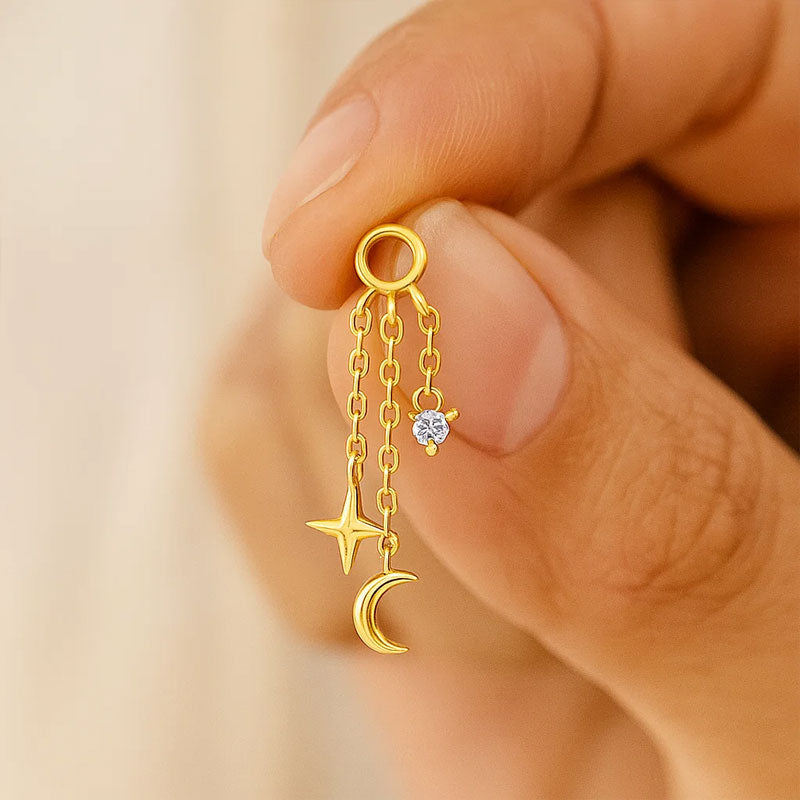 New S925 Sterling Silver Stylish Personality Single Diamond Pendant Earrings
