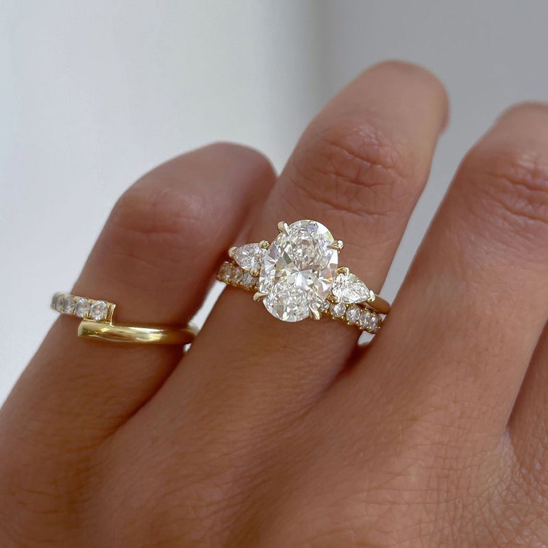 One Carat Moissanite Diamond Ring Stacking Double Ring