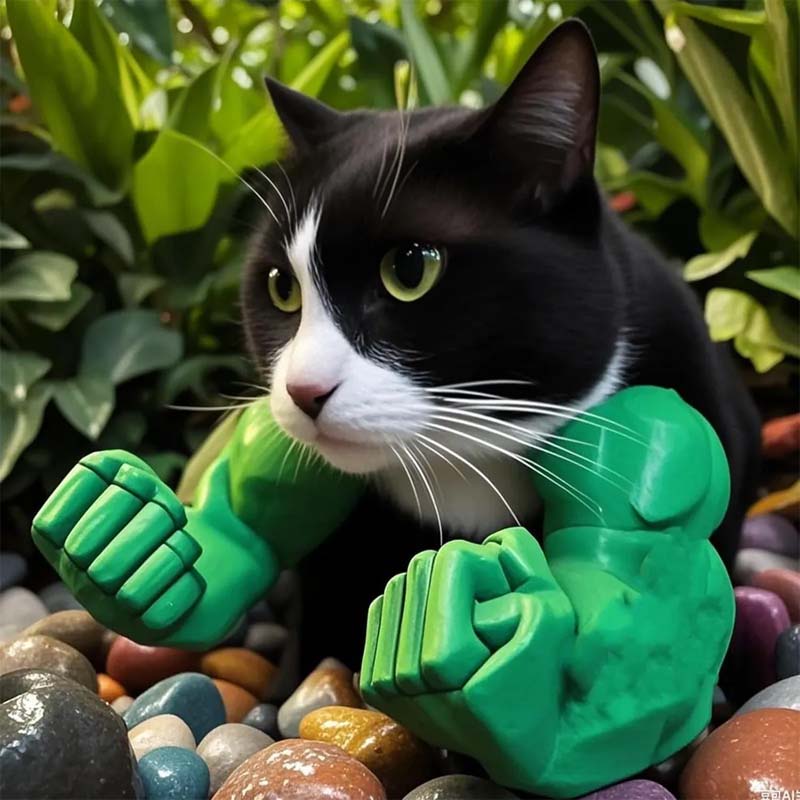 Muscular Hands And Arms With Creative Cat Necklace