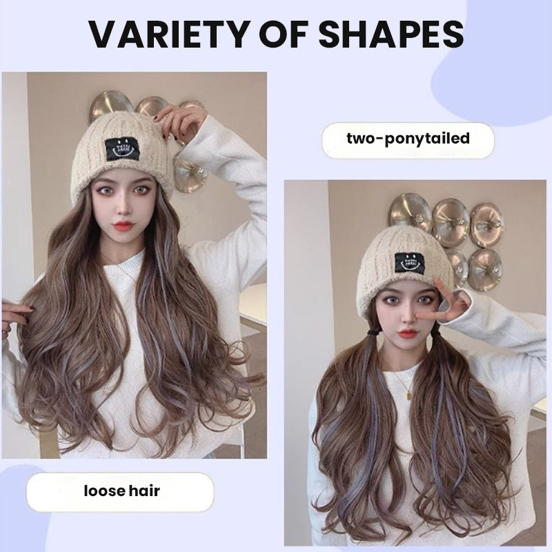 Wig With Removable Knitted Hood
