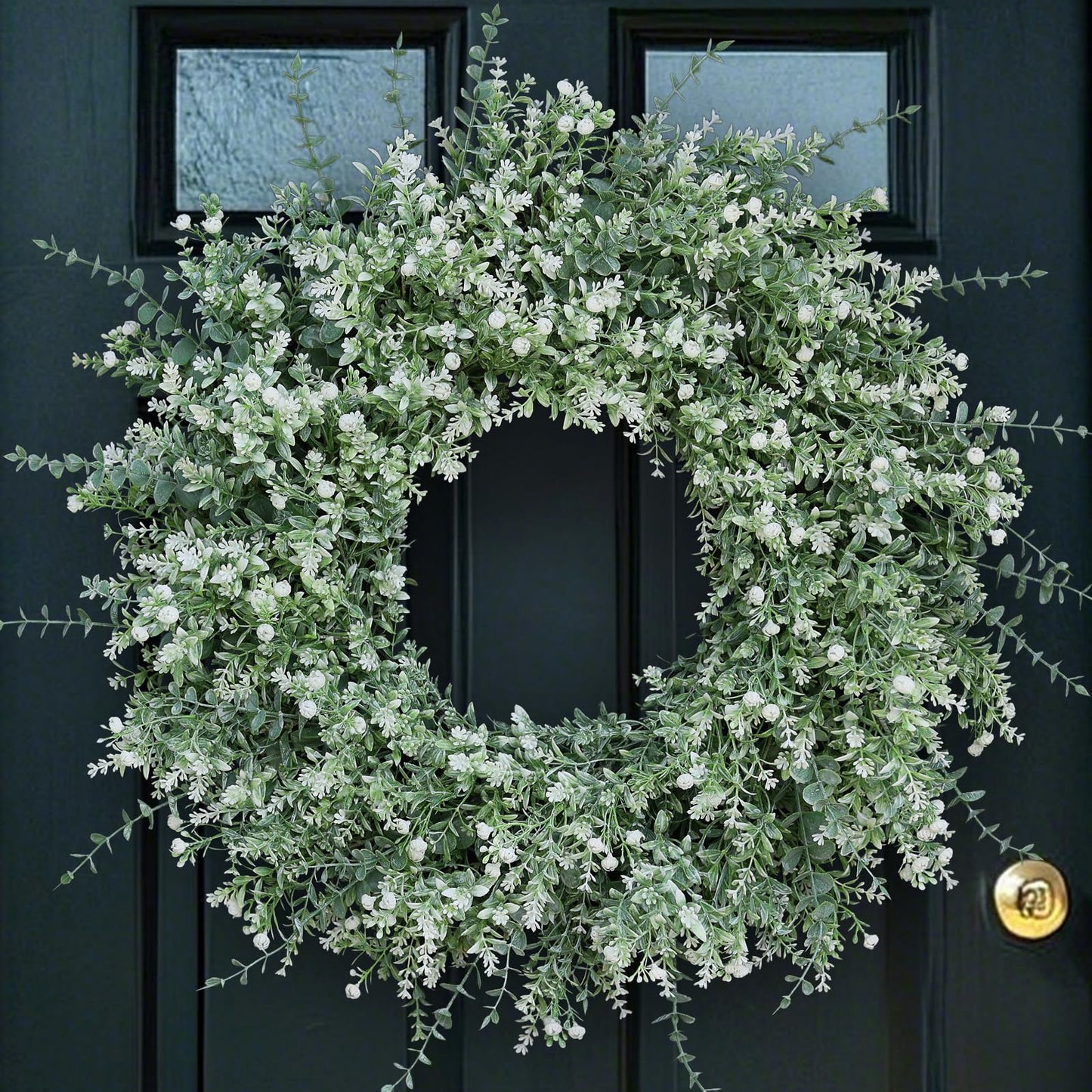 Artificial Floral Door Wreath (Eucalyptus, Lavender, & Baby's Breath)