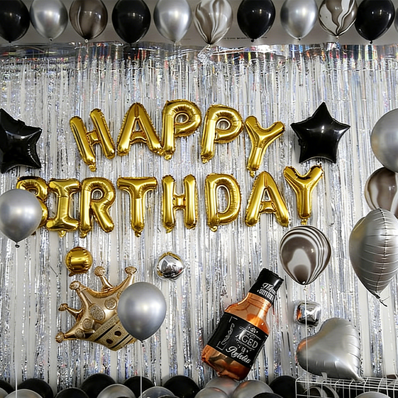 🎈 Metallic Balloon Tinsel Fringe - Suitable for birthday party backdrop decorations and wedding scene setup