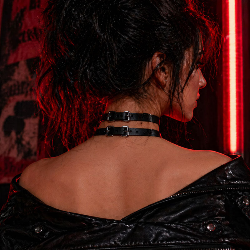 Sculptural V-Frame Double Strap Choker