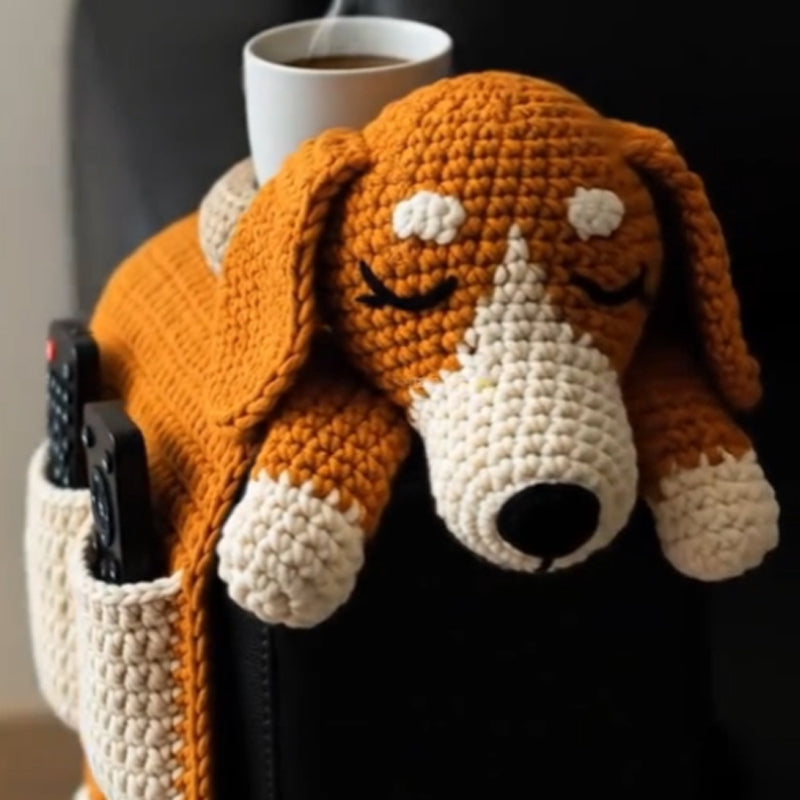 🐶 Warm Companion Atmosphere—Handmade Crochet Dog Sofa Storage Bag