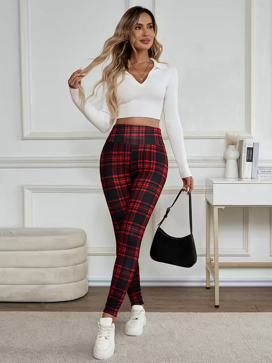 Checkered leggings for women – soft, stretchy, and stylish winter wear 🧣