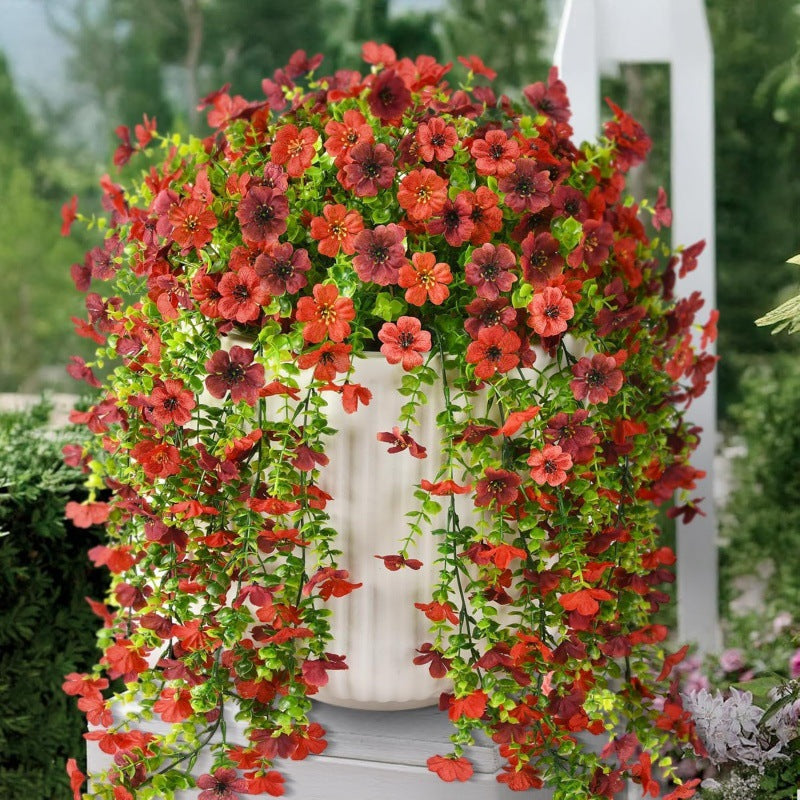 Outdoor cascading daisy and eucalyptus flowers – UV-resistant