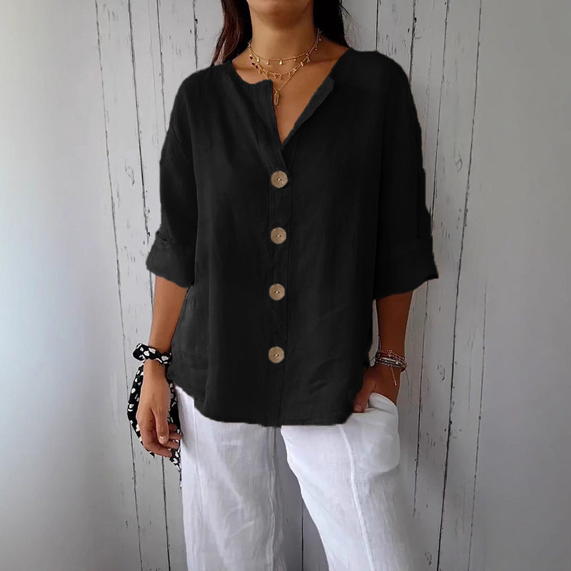 👕Women's Loose Button-Down Top – Easy, Breathable, Wrinkle-Resistant 🌿