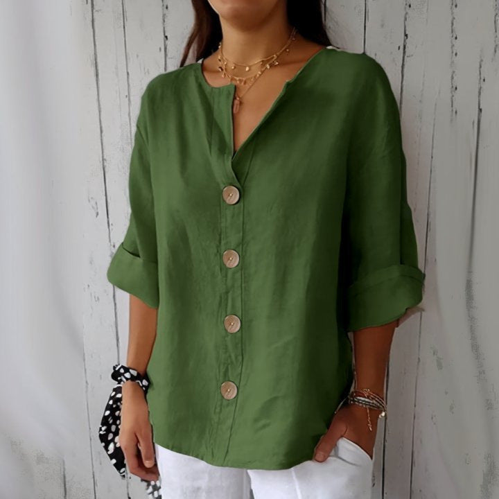 👕Women's Loose Button-Down Top – Easy, Breathable, Wrinkle-Resistant 🌿