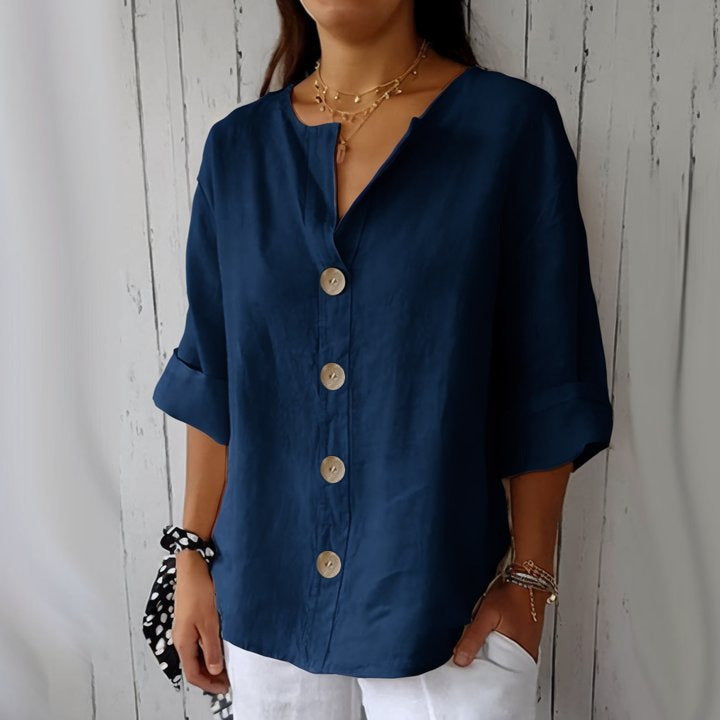 👕Women's Loose Button-Down Top – Easy, Breathable, Wrinkle-Resistant 🌿
