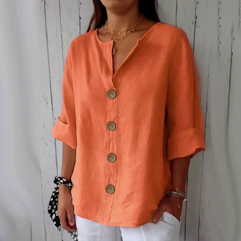 👕Women's Loose Button-Down Top – Easy, Breathable, Wrinkle-Resistant 🌿