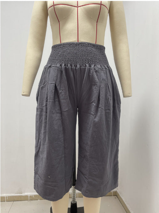 Lightweight Elastic Waist Crop Pants for Women