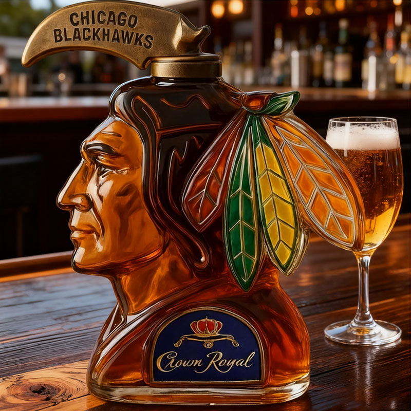 Glass Bottle With Wine In The Shape Of A Human Head