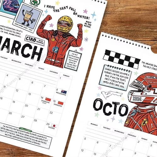 🏎️📅F1 Scrapbook Race Calendar 2026 – The ultimate wall calendar for racing fans