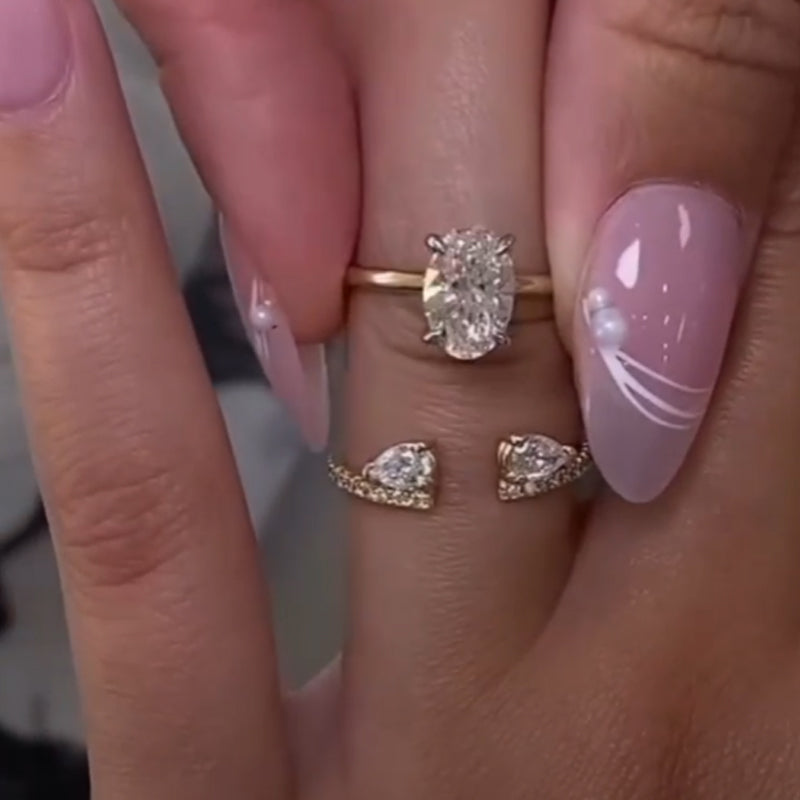 One Carat Moissanite Diamond Ring Stacking Double Ring