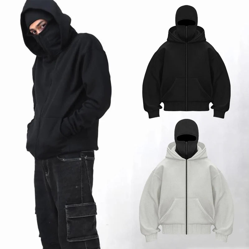 Double-layer Hooded Zip-up Sweatshirt