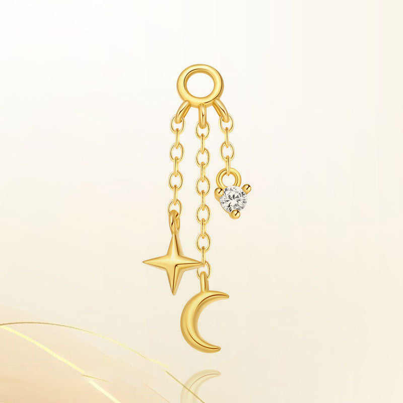 New S925 Sterling Silver Stylish Personality Single Diamond Pendant Earrings