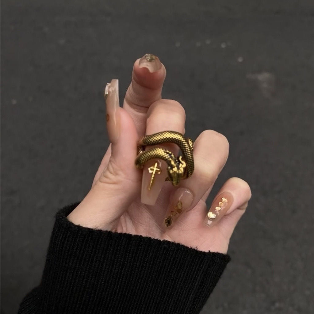 Dark Punk Gold Snake Open Ring — A Symbol of Power and Rebellion 🐍