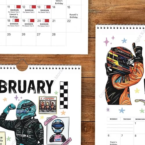 🏎️📅F1 Scrapbook Race Calendar 2026 – The ultimate wall calendar for racing fans