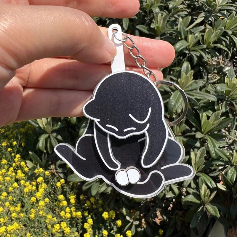 Cat Acrylic Pendant Rotatable Keychain