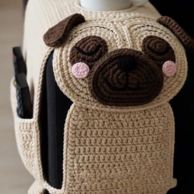 🐶 Warm Companion Atmosphere—Handmade Crochet Dog Sofa Storage Bag