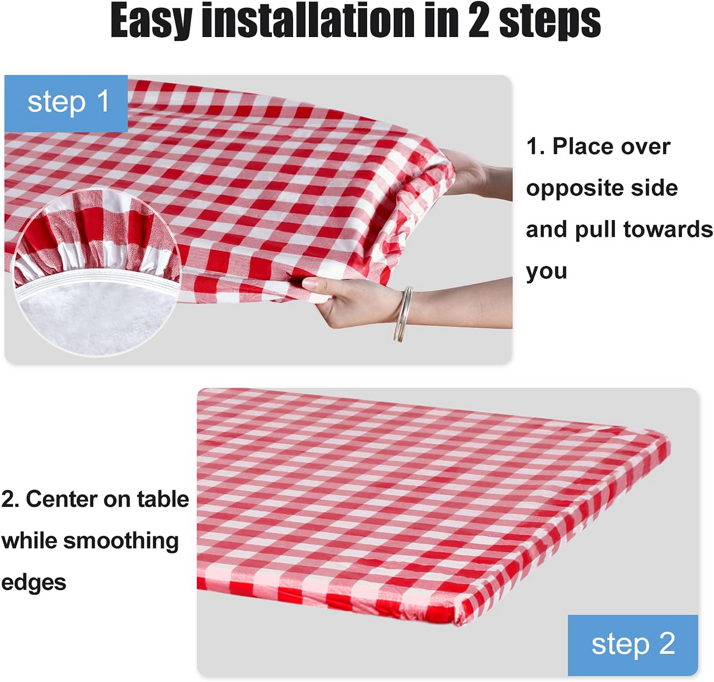 Red And White Grid Outdoor Dining Table And Chair Cover
