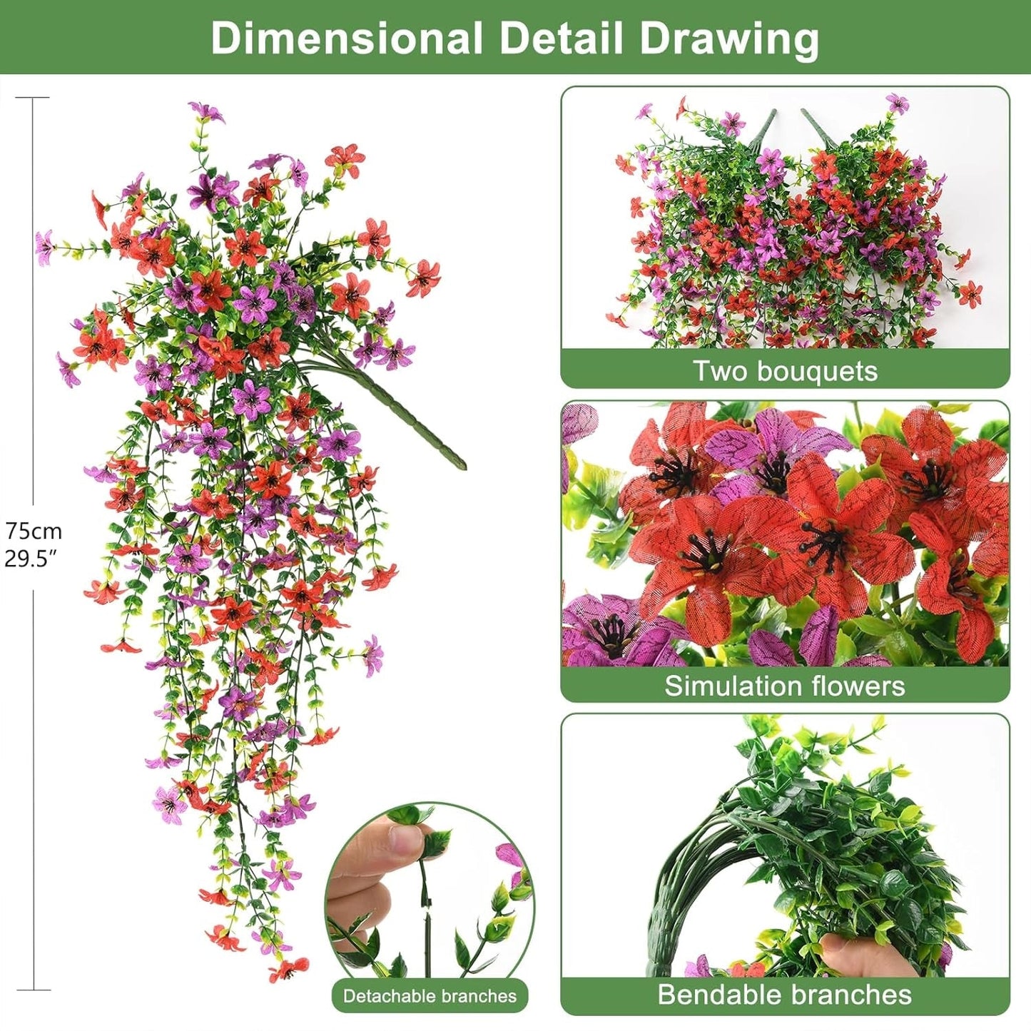 Outdoor cascading daisy and eucalyptus flowers – UV-resistant