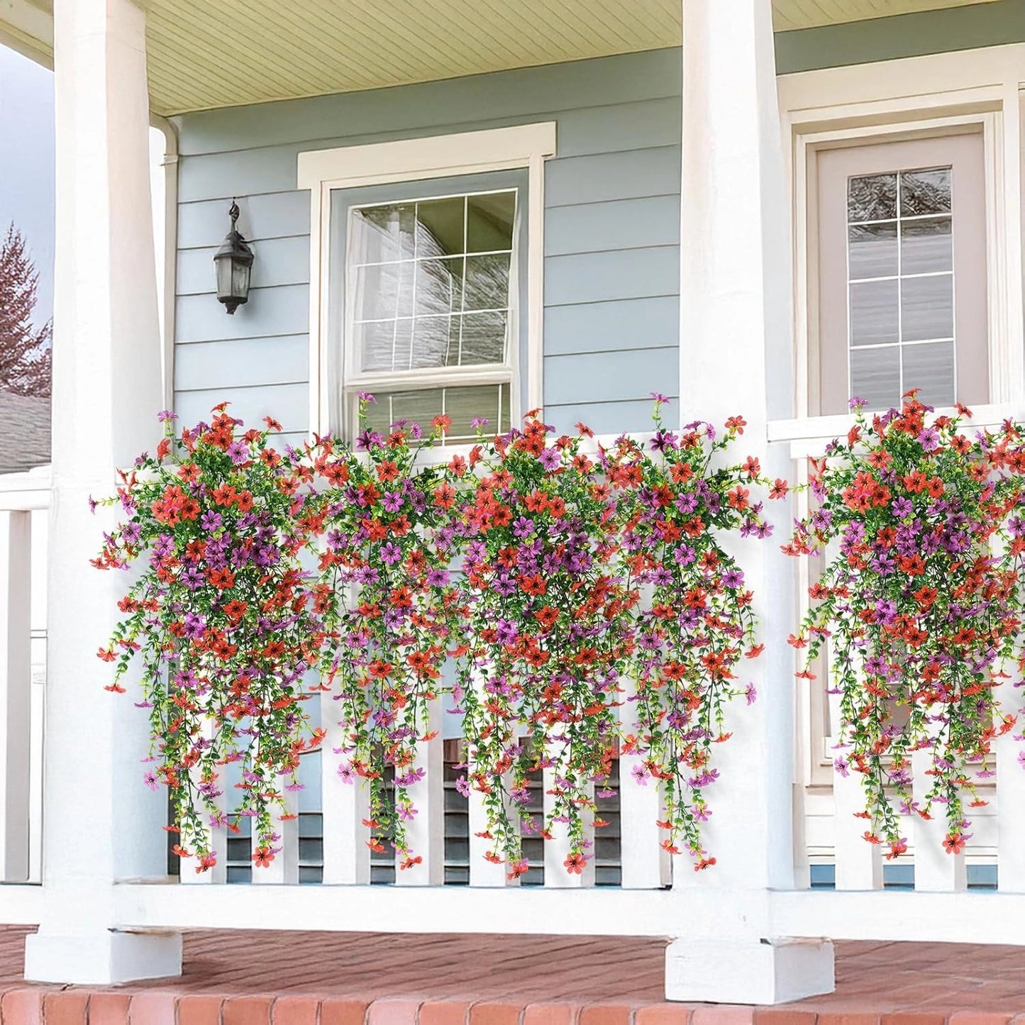 Outdoor cascading daisy and eucalyptus flowers – UV-resistant