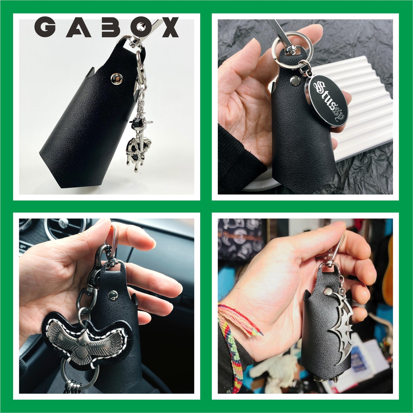 Leather Bat Keychain