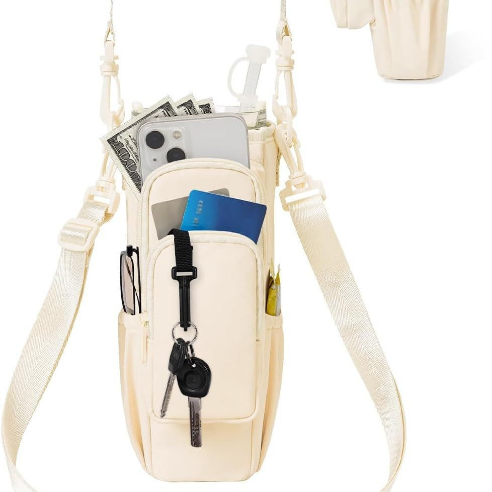 Adjustable shoulder bag with thermos cup holder for 40 oz