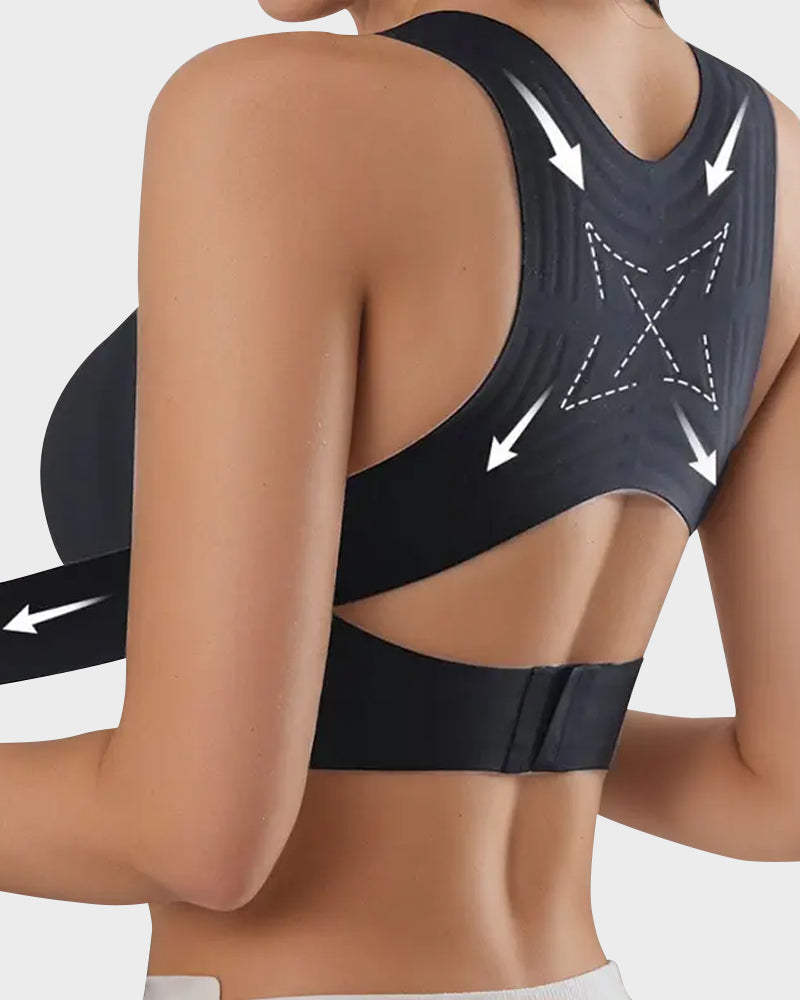 Wireless Support Bra with Front Closure and Crossed Straps at the Back