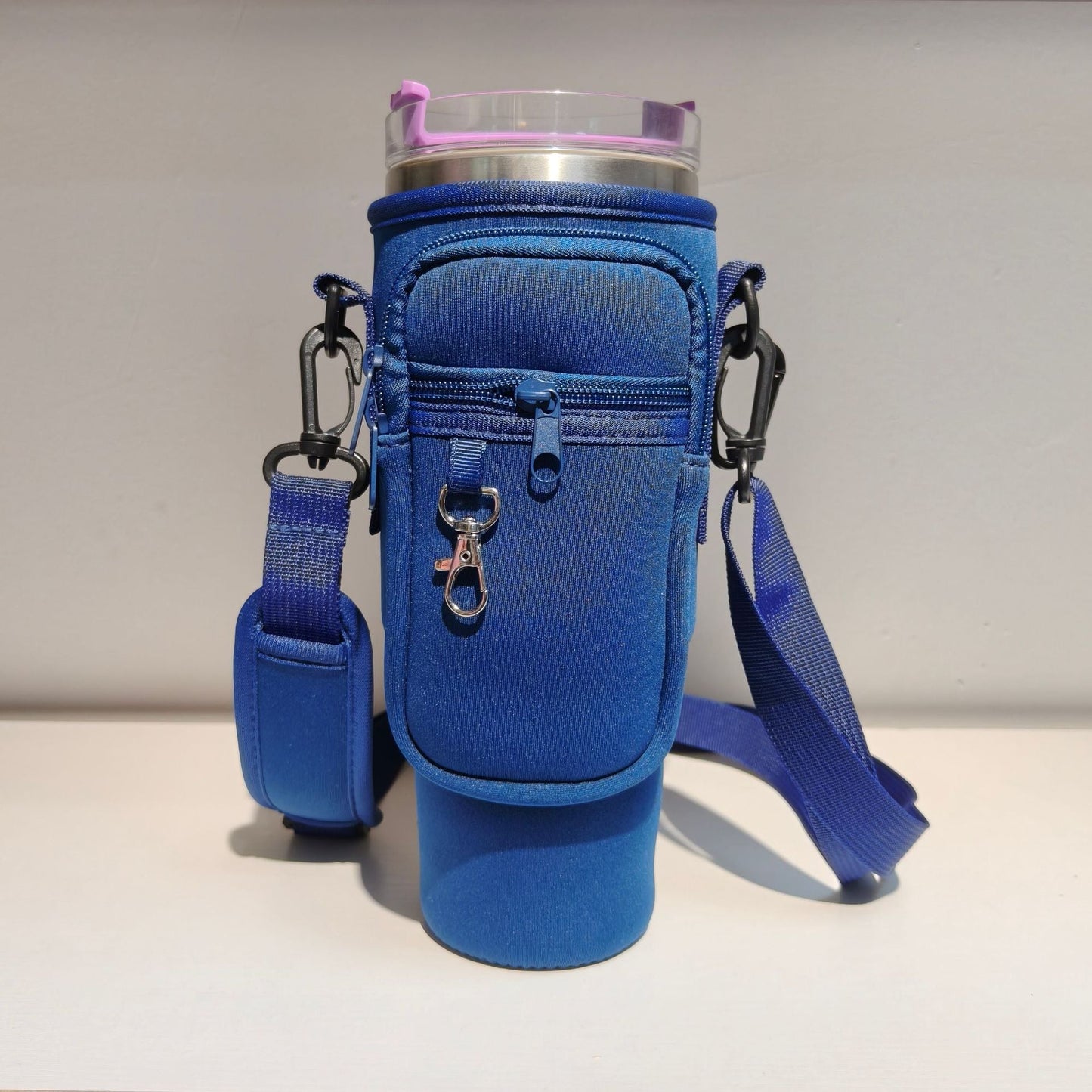 Adjustable shoulder bag with thermos cup holder for 40 oz
