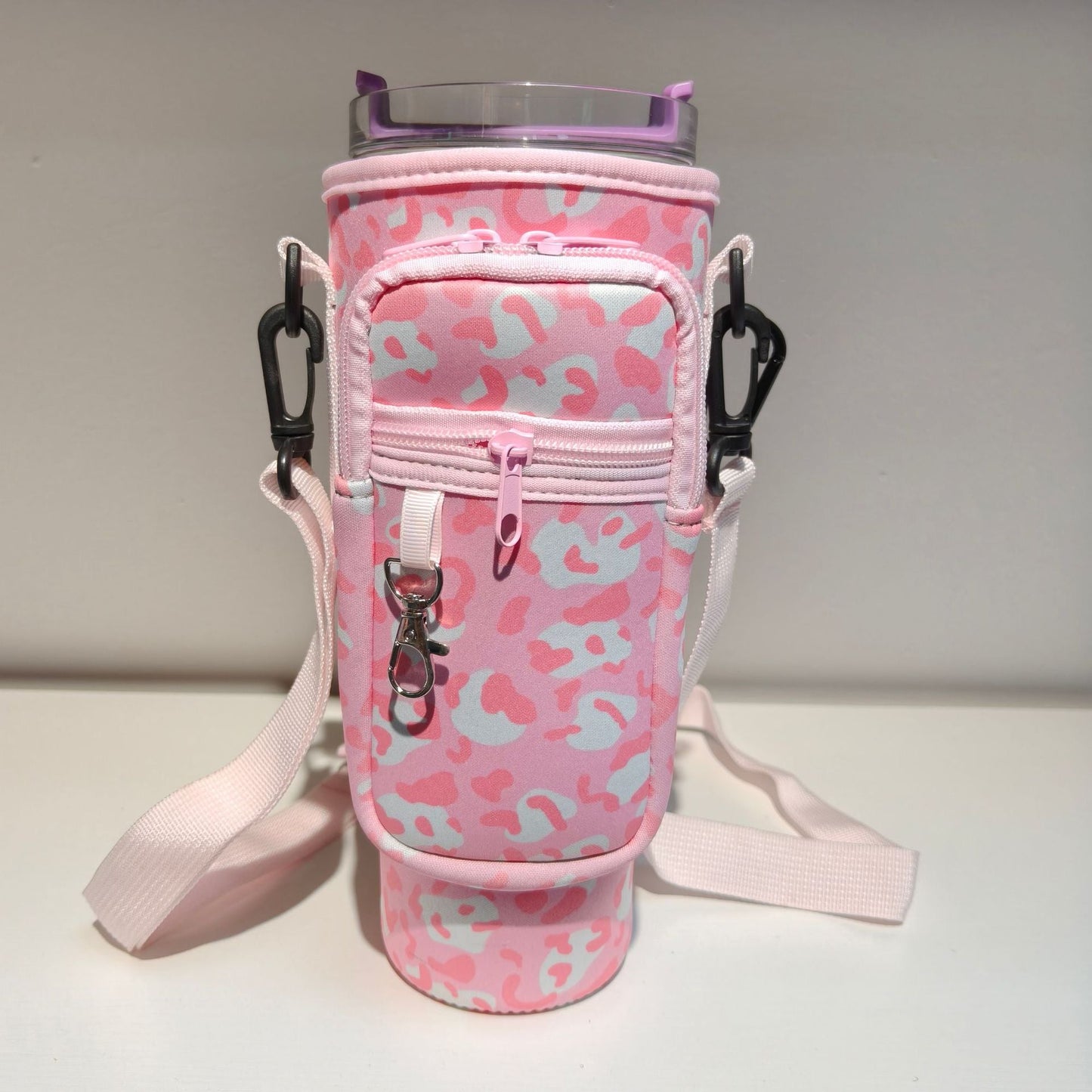 Adjustable shoulder bag with thermos cup holder for 40 oz