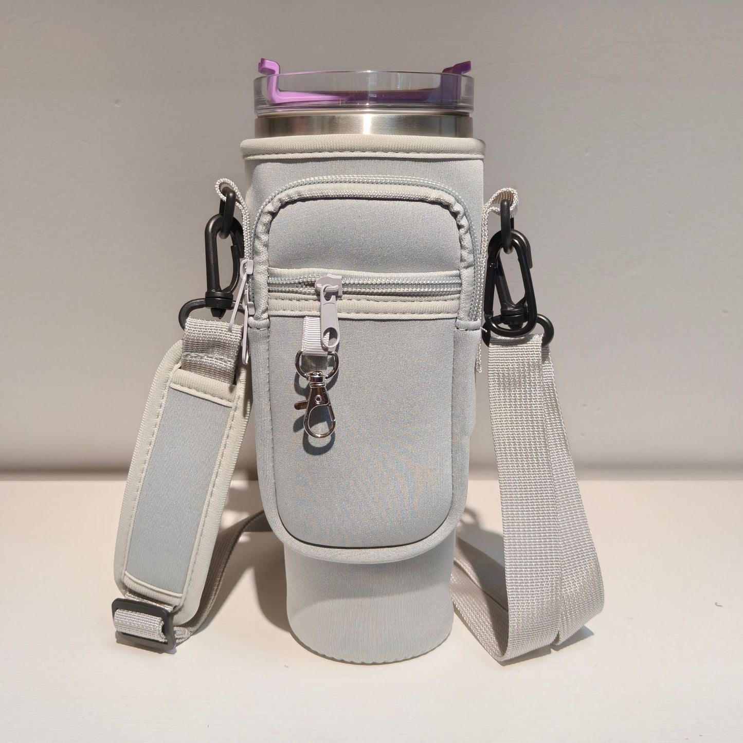 Adjustable shoulder bag with thermos cup holder for 40 oz