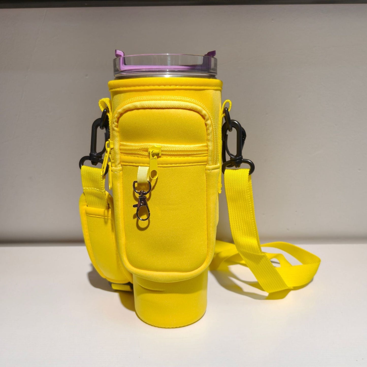 Adjustable shoulder bag with thermos cup holder for 40 oz