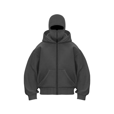 Double-layer Hooded Zip-up Sweatshirt