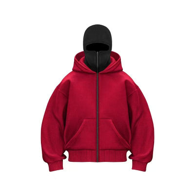 Double-layer Hooded Zip-up Sweatshirt
