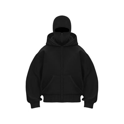 Double-layer Hooded Zip-up Sweatshirt