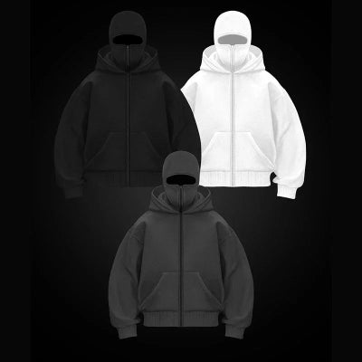 Double-layer Hooded Zip-up Sweatshirt