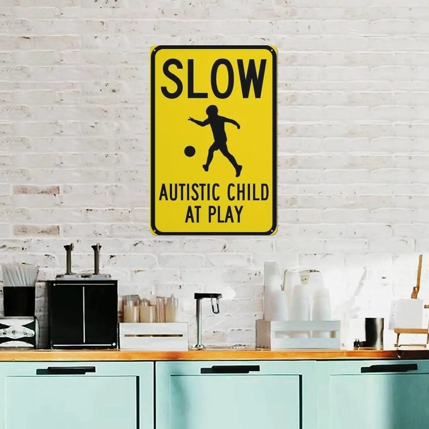 Vintage Metal Sign Slow Autistic Child At Play Metal Tin Sign