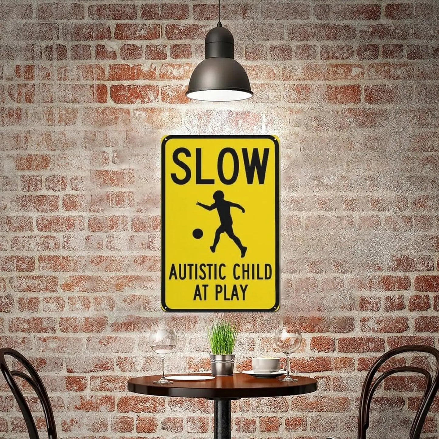 Vintage Metal Sign Slow Autistic Child At Play Metal Tin Sign