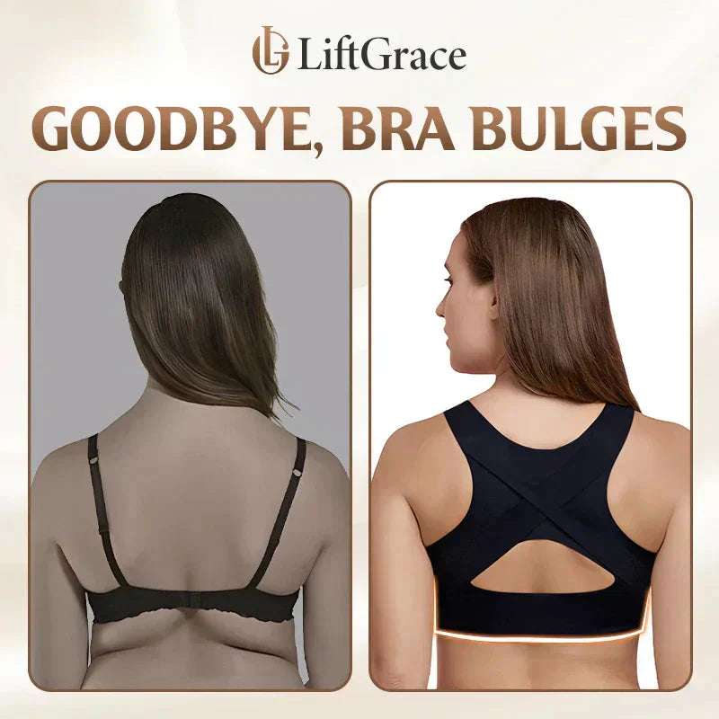Wireless Support Bra with Front Closure and Crossed Straps at the Back