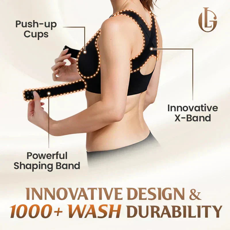 Wireless Support Bra with Front Closure and Crossed Straps at the Back
