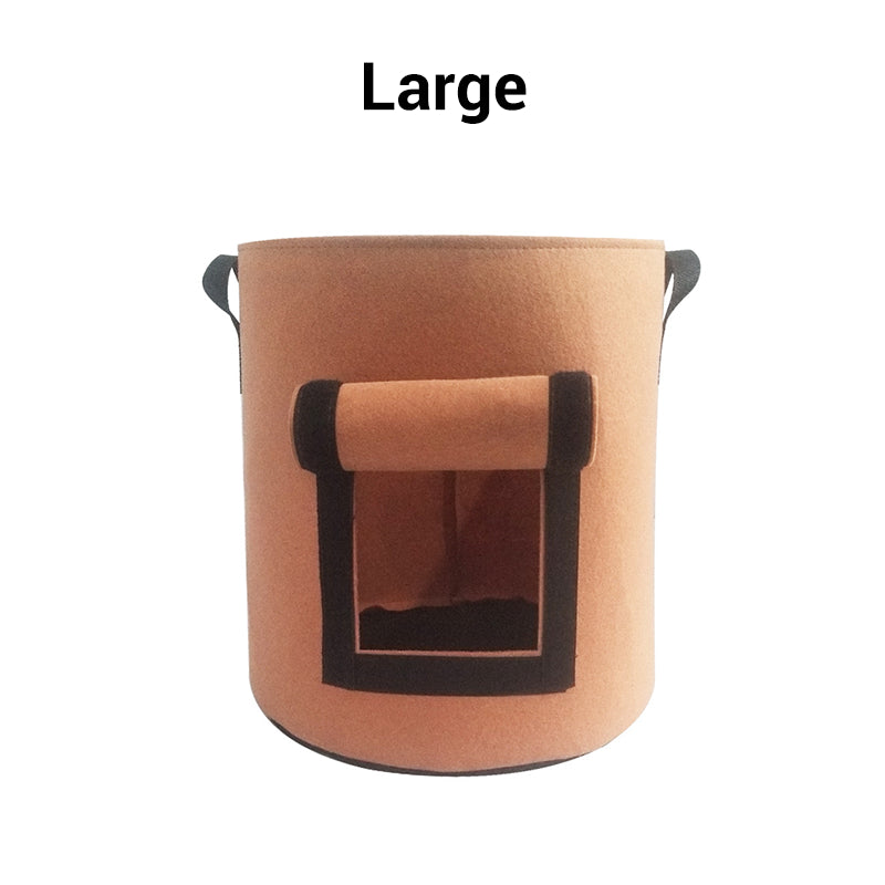 Cloth crop planting bags with harvesting windows