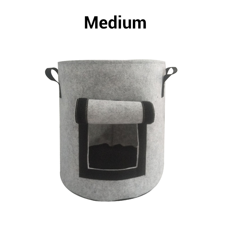 Cloth crop planting bags with harvesting windows