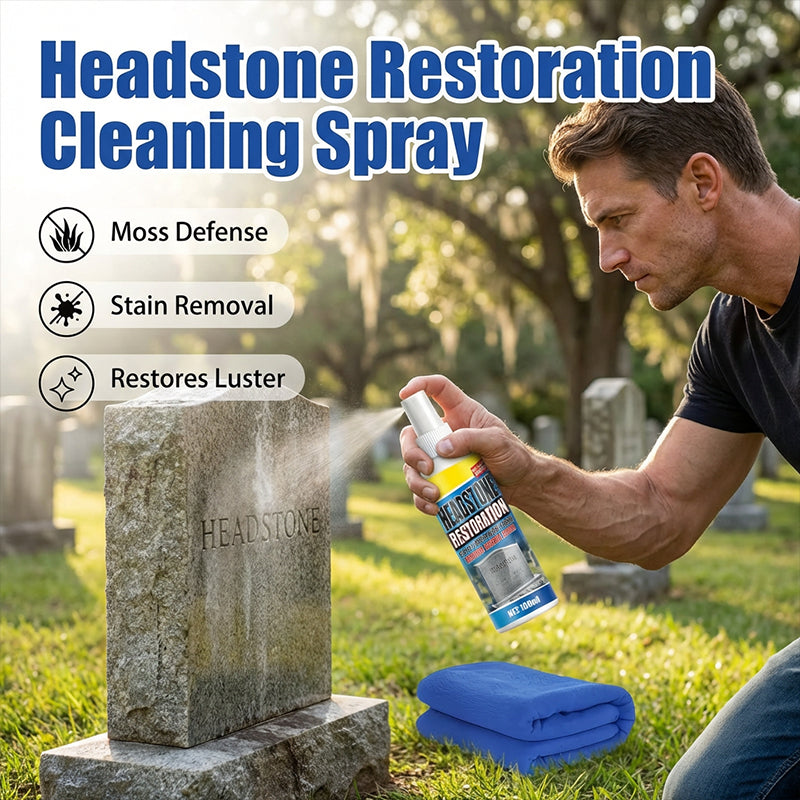 ⏰🎁Headstone Cleaning & Restoration Spray – Remove Stains Instantly